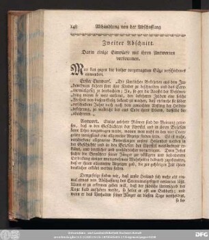 Zweiter Abschnitt. Darin einige Einwürfe mit ihren Antworten vorkommen.