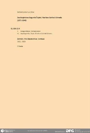 Brief von Fritz Schmidt an Bogumił Šwjela