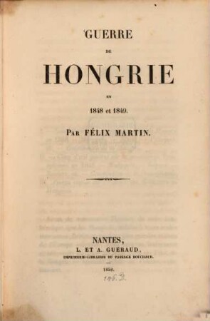 Guerre de Hongrie en 1848 et 1849