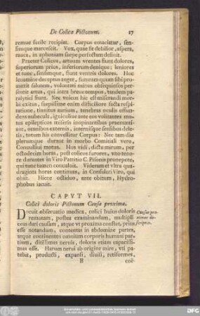 Caput VII. Colici doloris Pictorum Causa proxima.