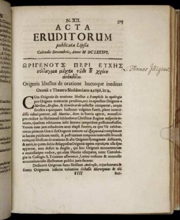 N. XII. [...] Calendis Decembris, Anno M DC LXXXVI.