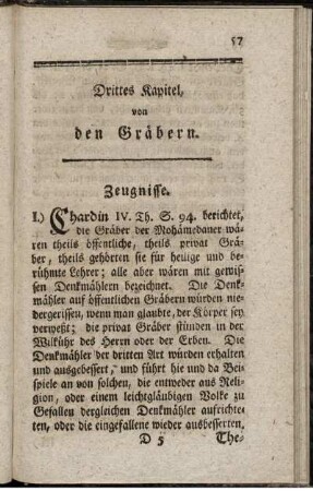 Drittes Kapitel, von den Gräbern.