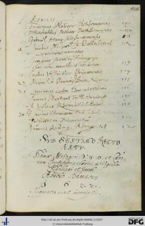 [fol. 130] Rektorat Thomas Metzger 1622
