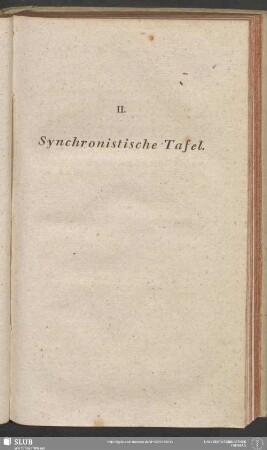 II. Synchronistische Tafel