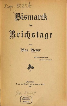 Bismarck im Reichstage : [Otto v. Bismarck]