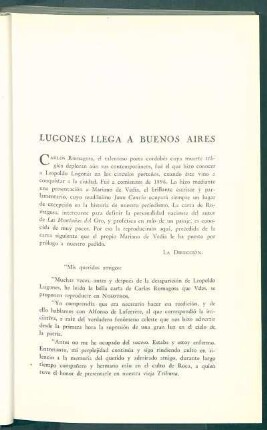 Lugones llega a Buenos Aires