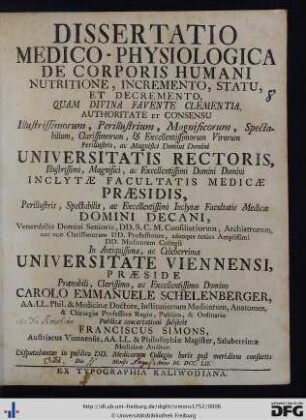 Dissertatio Medico-Physiologica De Corporis Humani Nutritione, Incremento, Statu, Et Decremento,