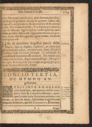 Concio Tertia, De Hymno Angelorum.