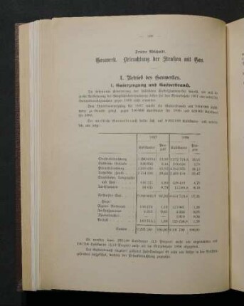 Dritter Abschnitt. Gaswerk. Beleuchtung der Straßen mit Gas.