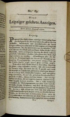No. 69. Den 27ten August 1790.