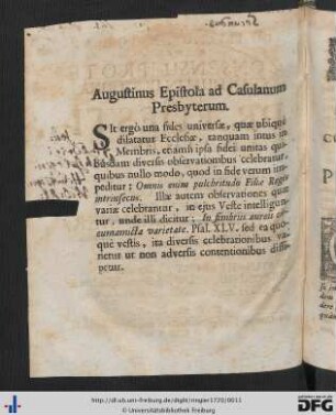 Augustinus Epistola ad Casulanum Presbyterum.