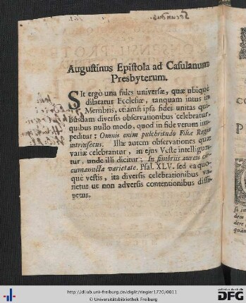Augustinus Epistola ad Casulanum Presbyterum.