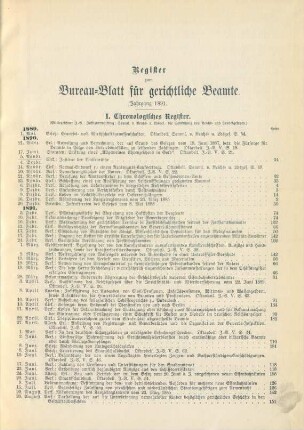 Register zum Bureau-Blatt für gerichtliche Beamte. Jahrgang 1891