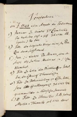 279r-283v, Verstorbene im Jahr 1842 ohne Angabe des Todestags - Verstorbene im Jahr 1843 ohne Angabe des Todestags.