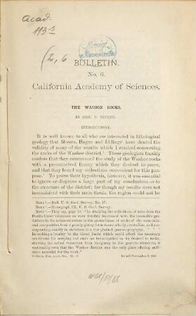 Bulletin of the California Academy of Sciences. 2. 1886/87 (1887), Nr. 6 - 8