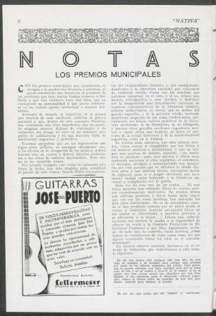 Notas - Los premios municipales