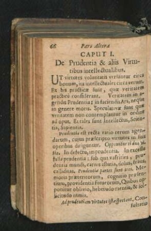 Caput I. De Prudentia & aliis Virtutibus intellectualibus.