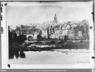 Schaumainkai von Nordwesten mit Alter Brucke, Deutschordenskirche, Deutschordenshaus und Mainseite Löhergasse