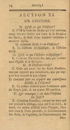 Section XI. Sur L`Histoire