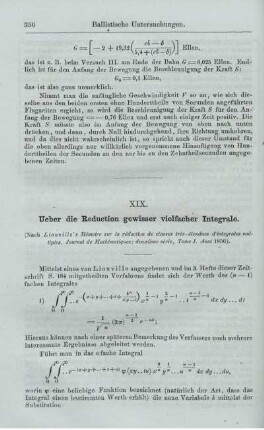 XIX. Ueber die Reduction gewisser vielfacher Integrale.