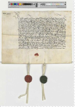 Die Ratsmannen Godke Tzerstede und Meyne Tobingk bezeugen den Verkauf eines Gartens "vor dem Luneren dore buten Luneborg" seitens der 4 Vorsteher der Ulfrauengilde "tome ewigen lichte genomet".
