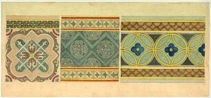 Zeichnung von Ornamenten und einer Blattmaske aus Mainz sowie Würzburger Dachgiebelschmuck