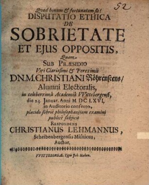 Disp. eth. de sobrietate et eius oppositis