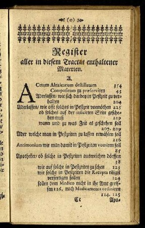 Register aller in diesem Tractat enthaltener Materien.