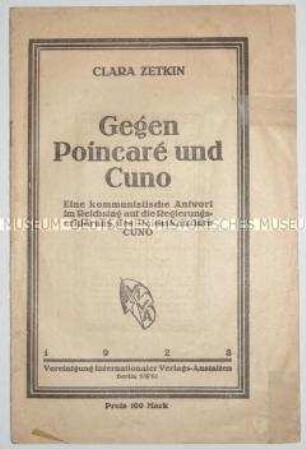 Kommunistische Antwort auf die Regierungserklärung von Reichskanzler Cuno im Reichstag
