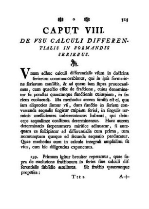 Caput VIII. De Vsu Calculi Differentialis In Formandis Seriebus.