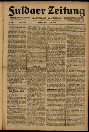 Erste Ausgabe vom Samstag, den 12. Juli 1913.