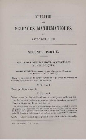 Seconde Partie. Revue des Publications Académiques et Périodiques.