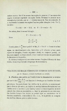 FRACTIONS DÉCIMALES PÉRIODIQUES OBTENUES SANS DIVISION.