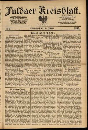 Erste Ausgabe vom Donnerstag, den 16. Januar 1896.