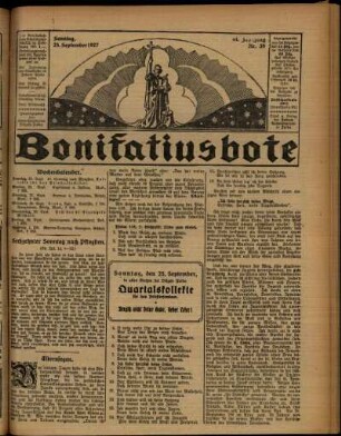 Erste Ausgabe vom Sonntag, den 25. September 1927.
