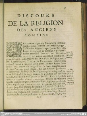 Discours De La Religion Des Anciens Romains