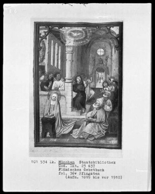 Flämisches Gebetbuch mit Kalender — Ausgießung des heiligen Geistes, Folio 36verso