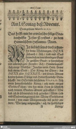 Am I. Sontag deß Advents