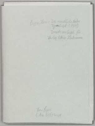 Hans Lipps (1889-1941) Nachlass, Supplement: Die menschliche Natur - BSB Ana 507 Suppl. Menschl. Natur b : Typoskript, Druckvorlage für den Verlag Vittorio Klostermann