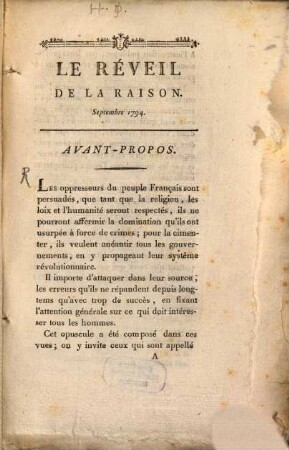 Le Reveil de la raison