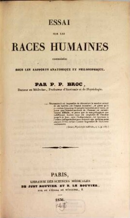 Essai sur les races humaines