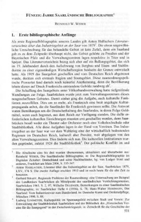 Fünfzig Jahre Saarländische Bibliographie