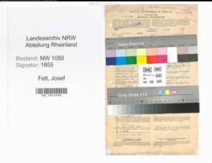 Entnazifizierung Josef Fett , geb. 11.09.1907 (Maler)