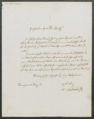 Brief von Vincenz Lachner an Friedrich Schmitz