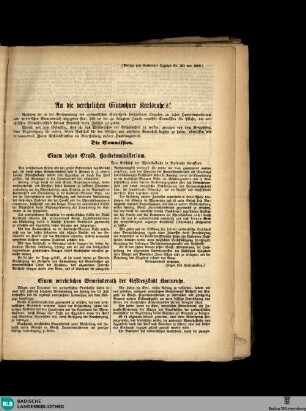 Karlsruher Tagblatt, An die verehrlichen Einwohner Karlsruhe's!