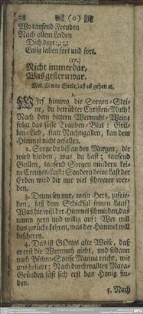(17.) Nicht immerdar, Was gestern war