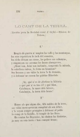 234, Lo cant de la terra.