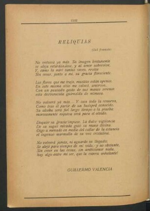 Reliquias : (Del francés)