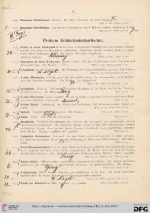 Profane Goldschmiedearbeiten (Nr. 1038-1229)