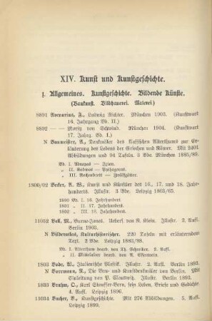 XIV. Kunst und Kunstgeschichte